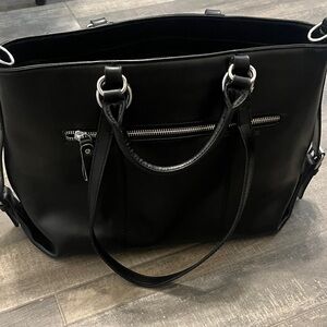 Classic Black Tote Bag with Silver Hardware